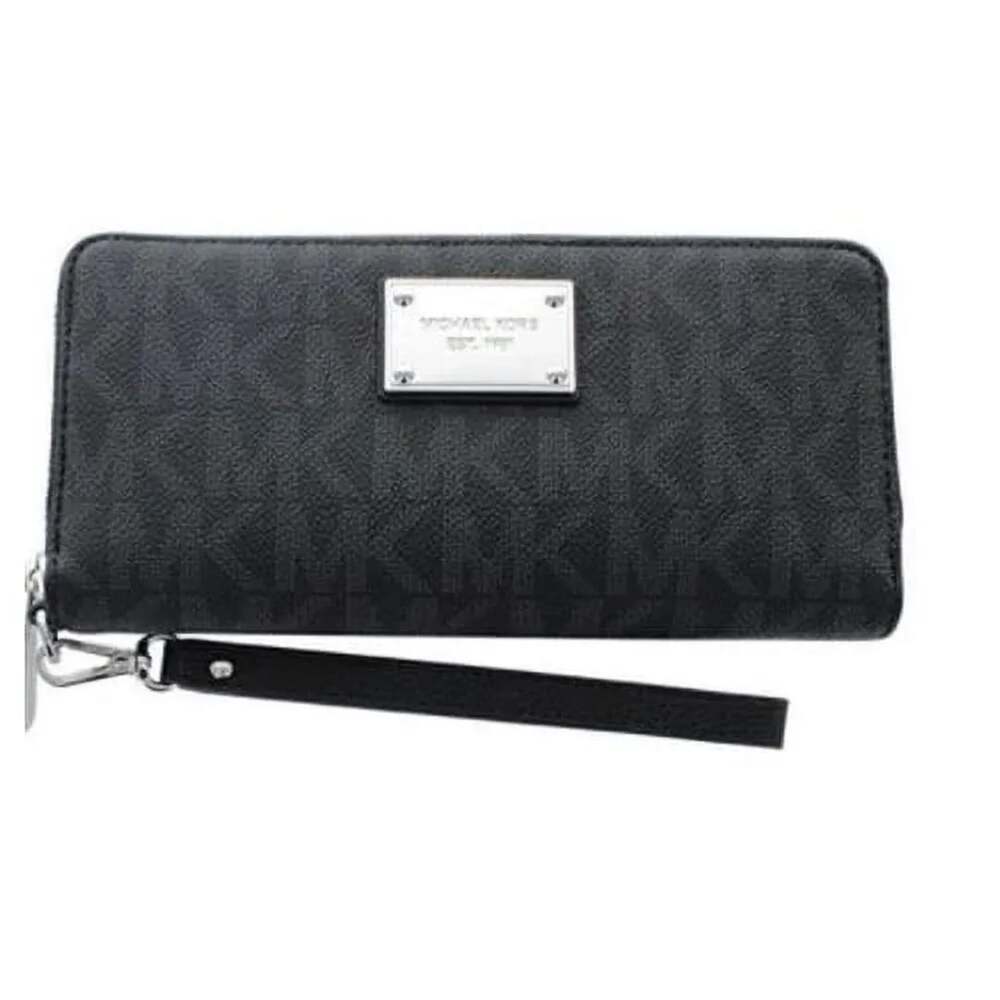 Michael Kors Women's Jet Set Travel Logo Continental Leather Wallet Baguette - B